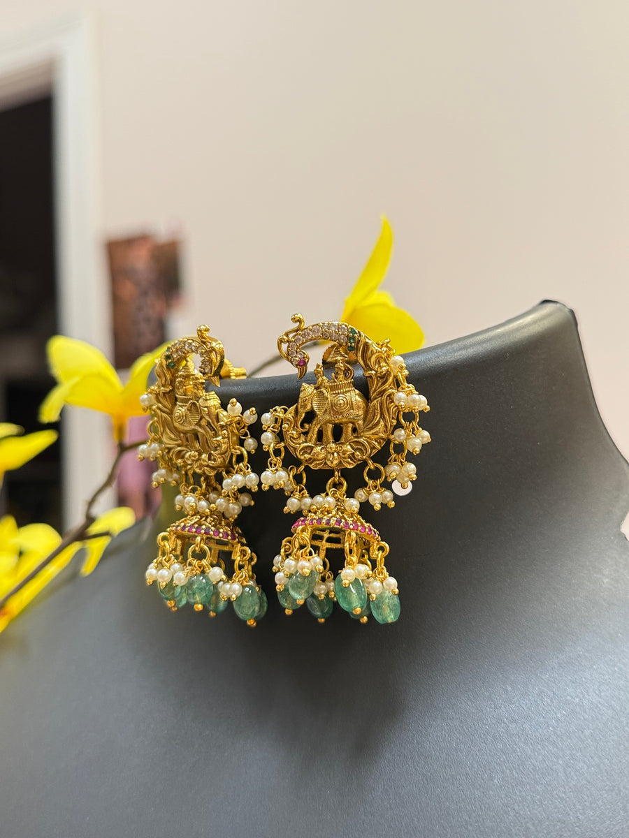 Antique Earrings Jhumka with Guttapusalu