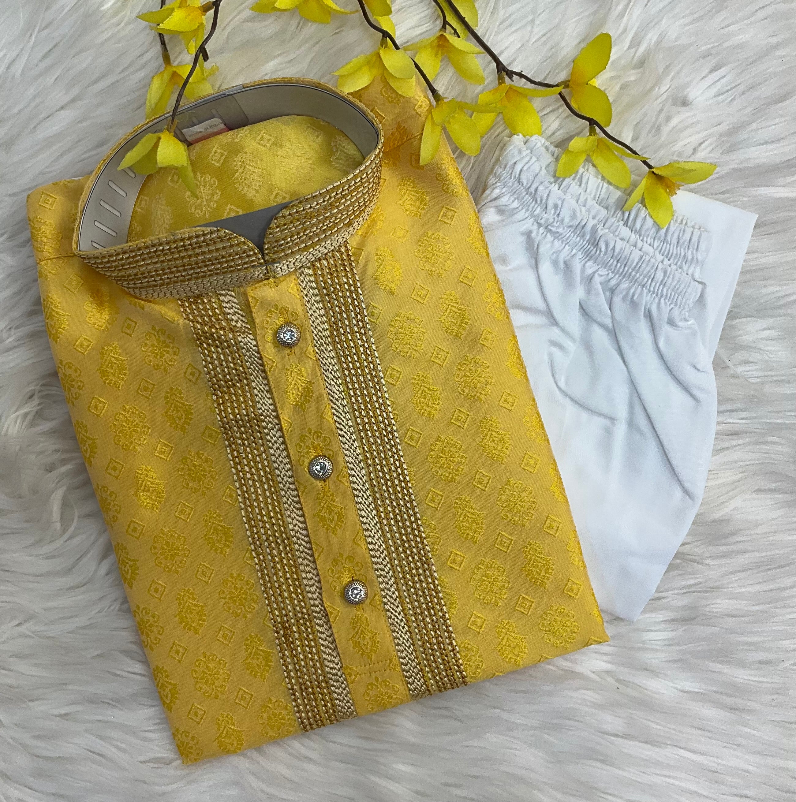 Boys Yellow Kurta Set - Traditional Indian Ethnic Wear for Kids