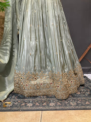 Pastel shade Tissue Designer Lehenga set with Heavy Work