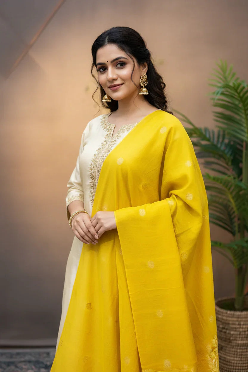 Yellow Benaras Dupatta