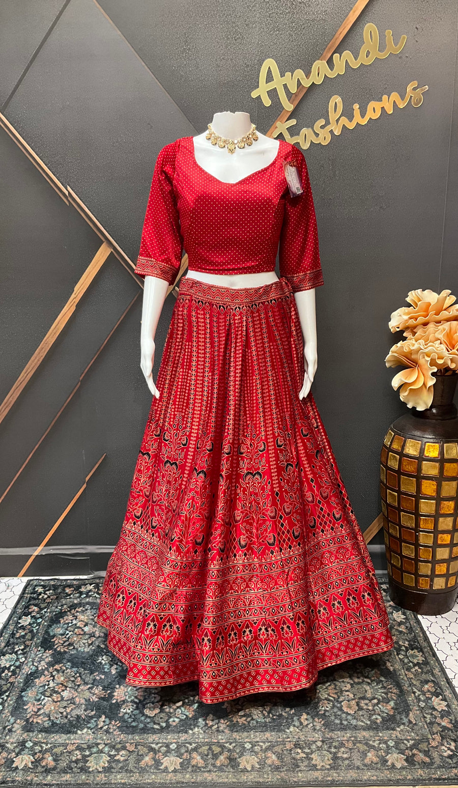 Red Gajji Silk Garba Chaniya Choli set