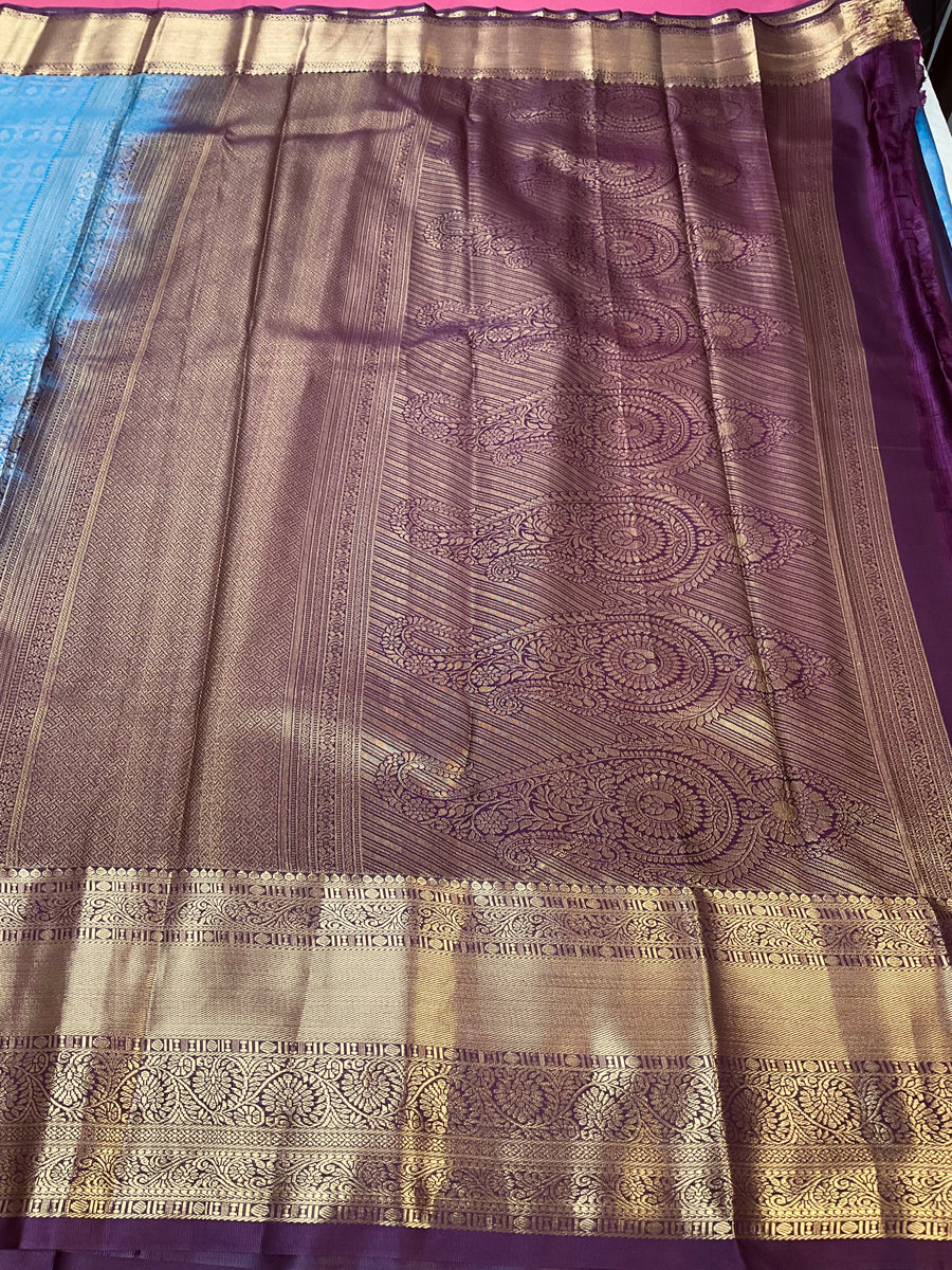 Blue Semi Silk Kanjeevaram Saree