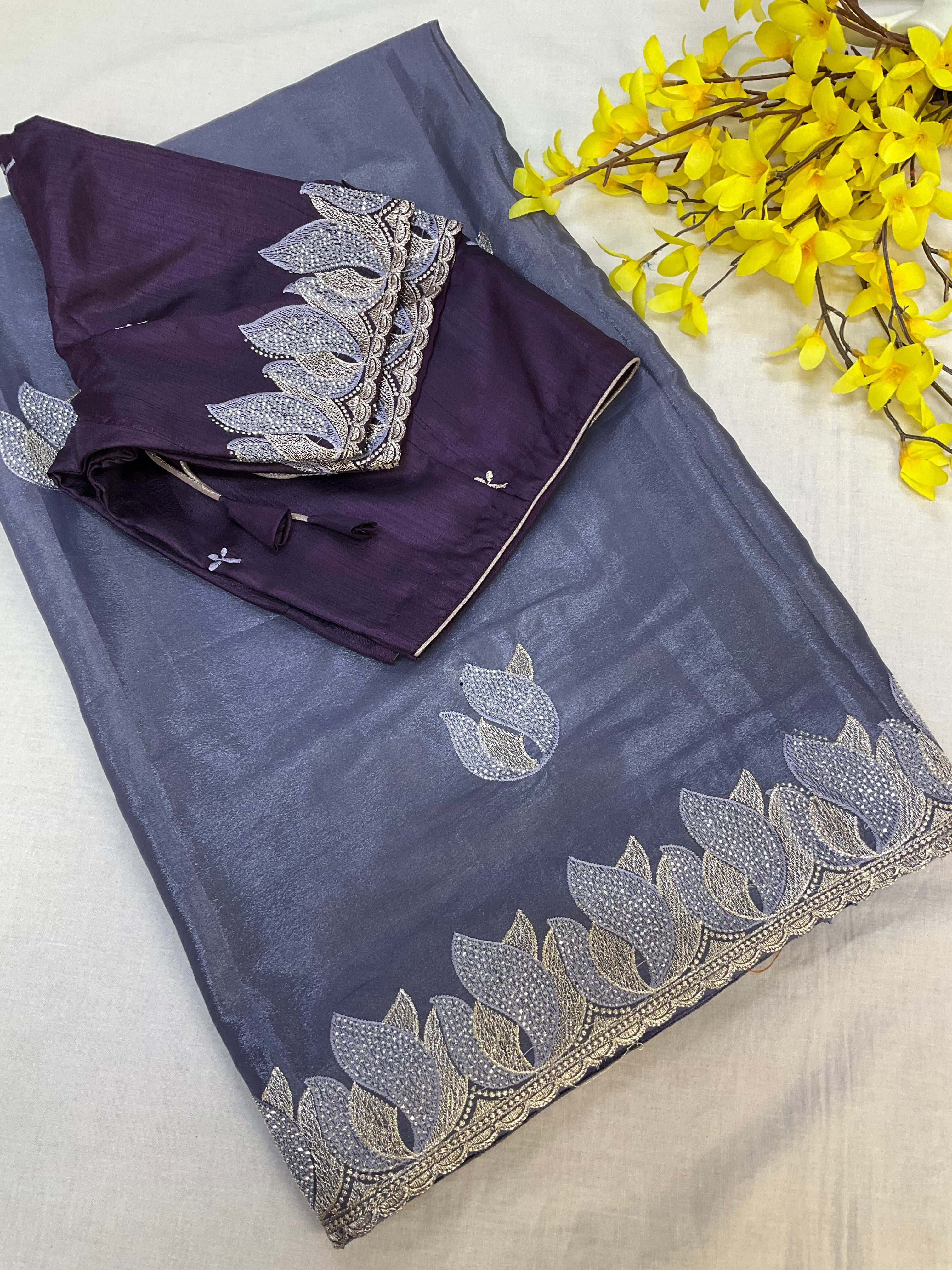 Cocktail Party Wear Sarees with Blouses- Fall pico done