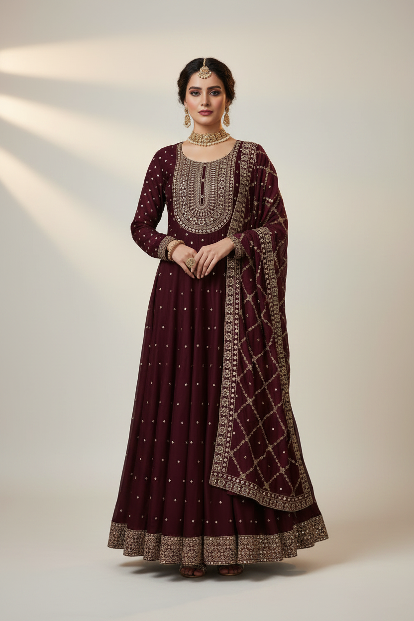 Party Wear Long Dress with Dupatta