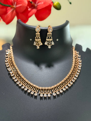 Rose Gold AD Necklace set - Drop Style