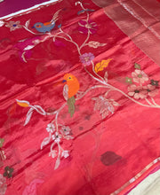Peach color Paper Silk Saree with stitched blouse