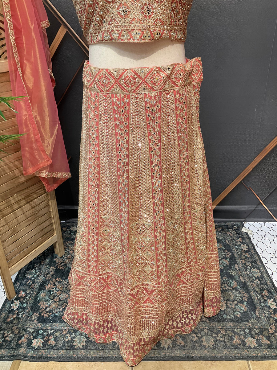 Plus size Pastel Orange lehanga sets