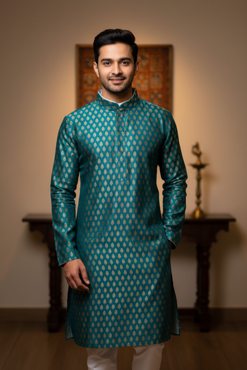 Peacock Blue Mens wear kurta sets