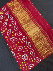 Maroon Gajji Silk Bhandhini Saree