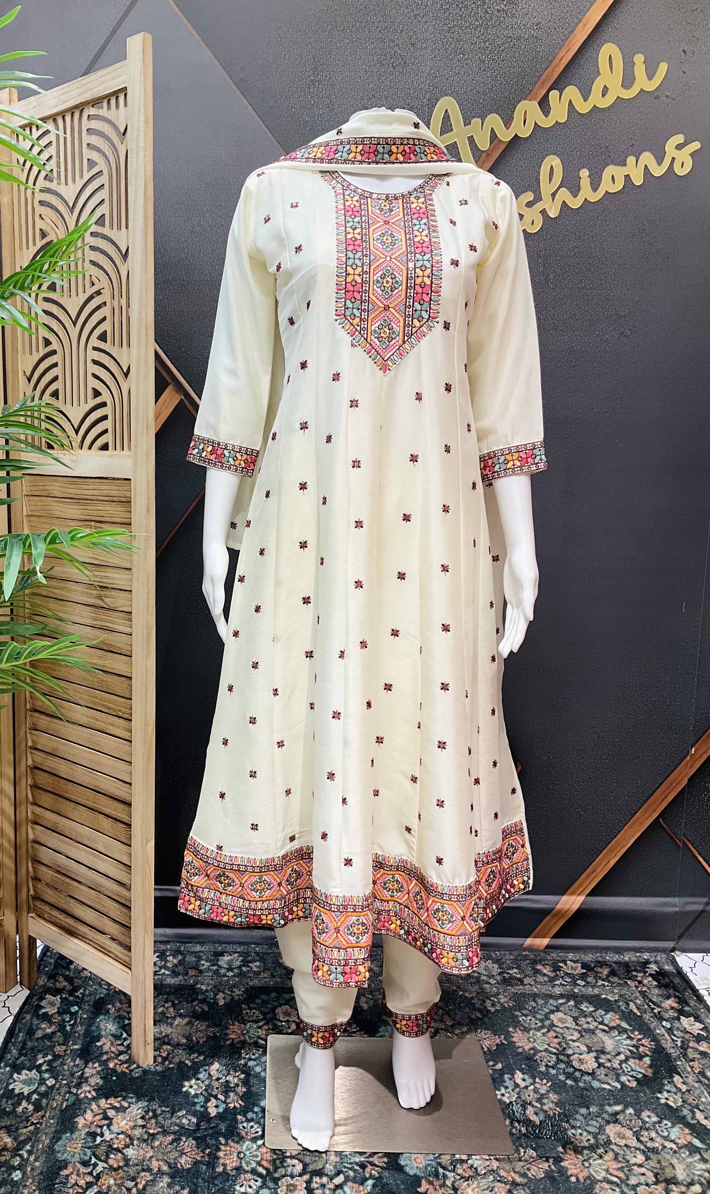 Teenage Girls - Half White Anarkali Kurti set
