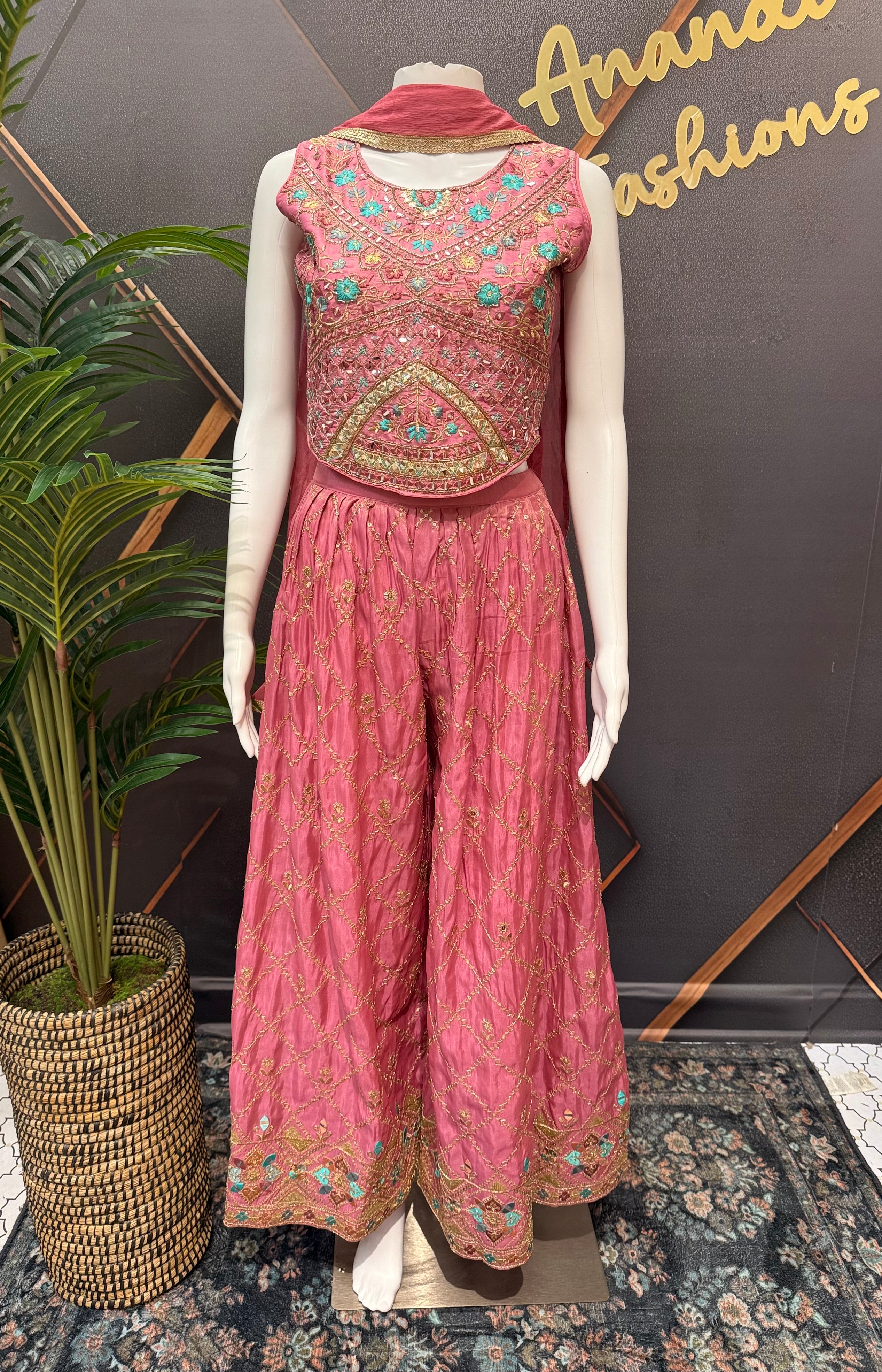 Pink-Teenage Girls Indo Western set