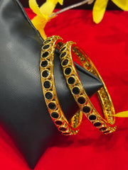 Gold Finish Stone Bangles- set of 2- size 2.6
