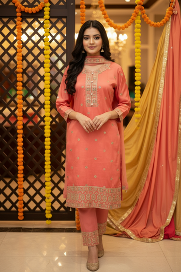 Teenage Girls - Peach Color Kurti set
