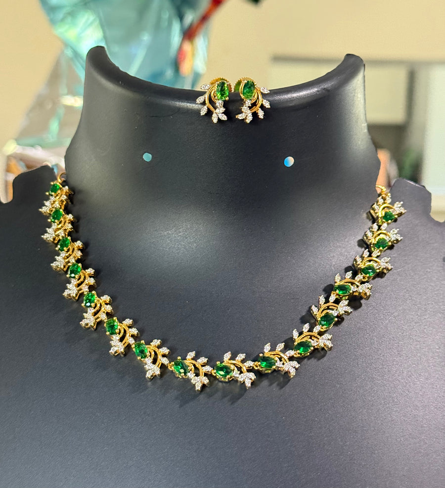 CZ Emerald Necklace set