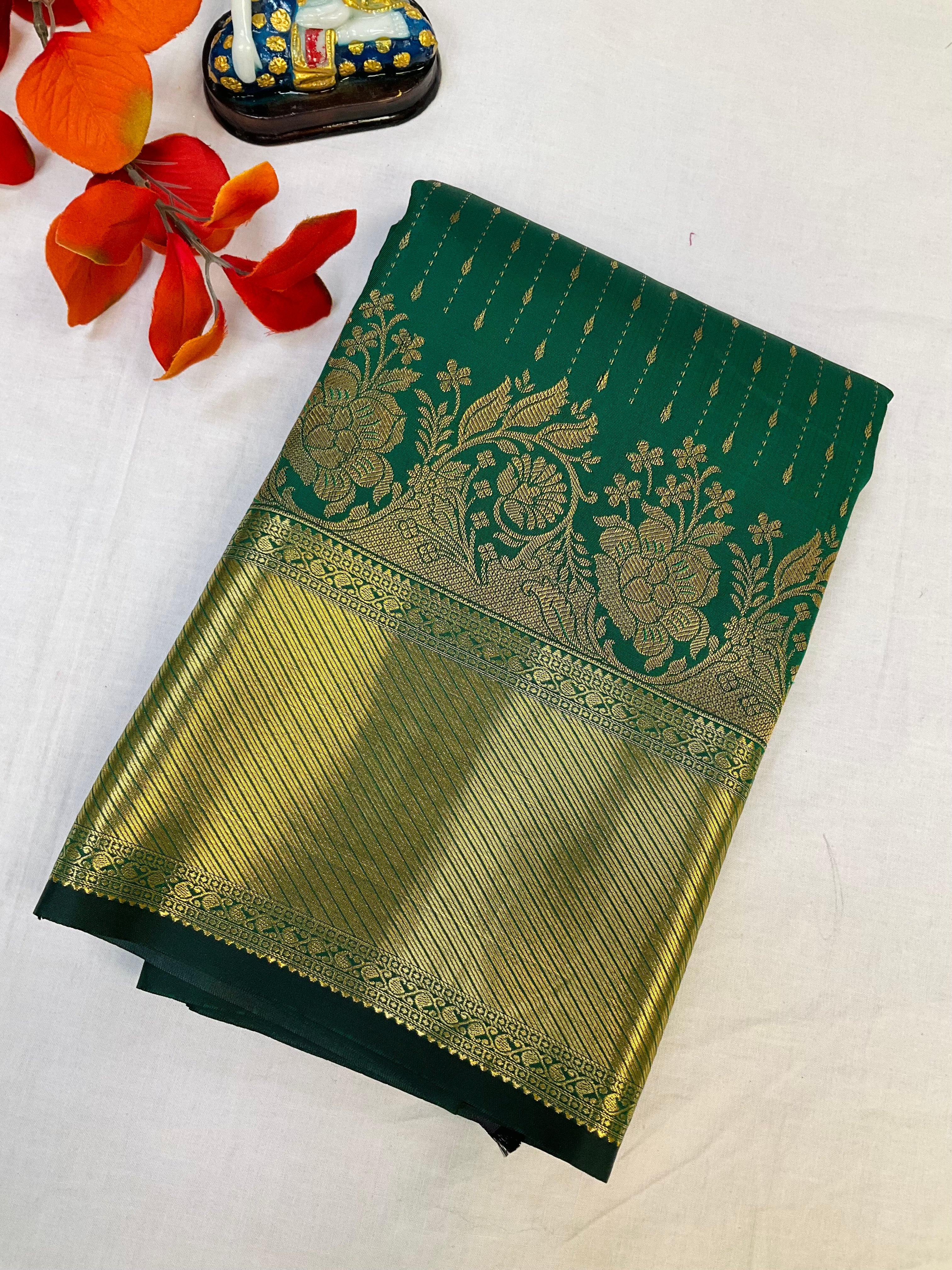 Green Semi Silk Kanjeevaram Saree