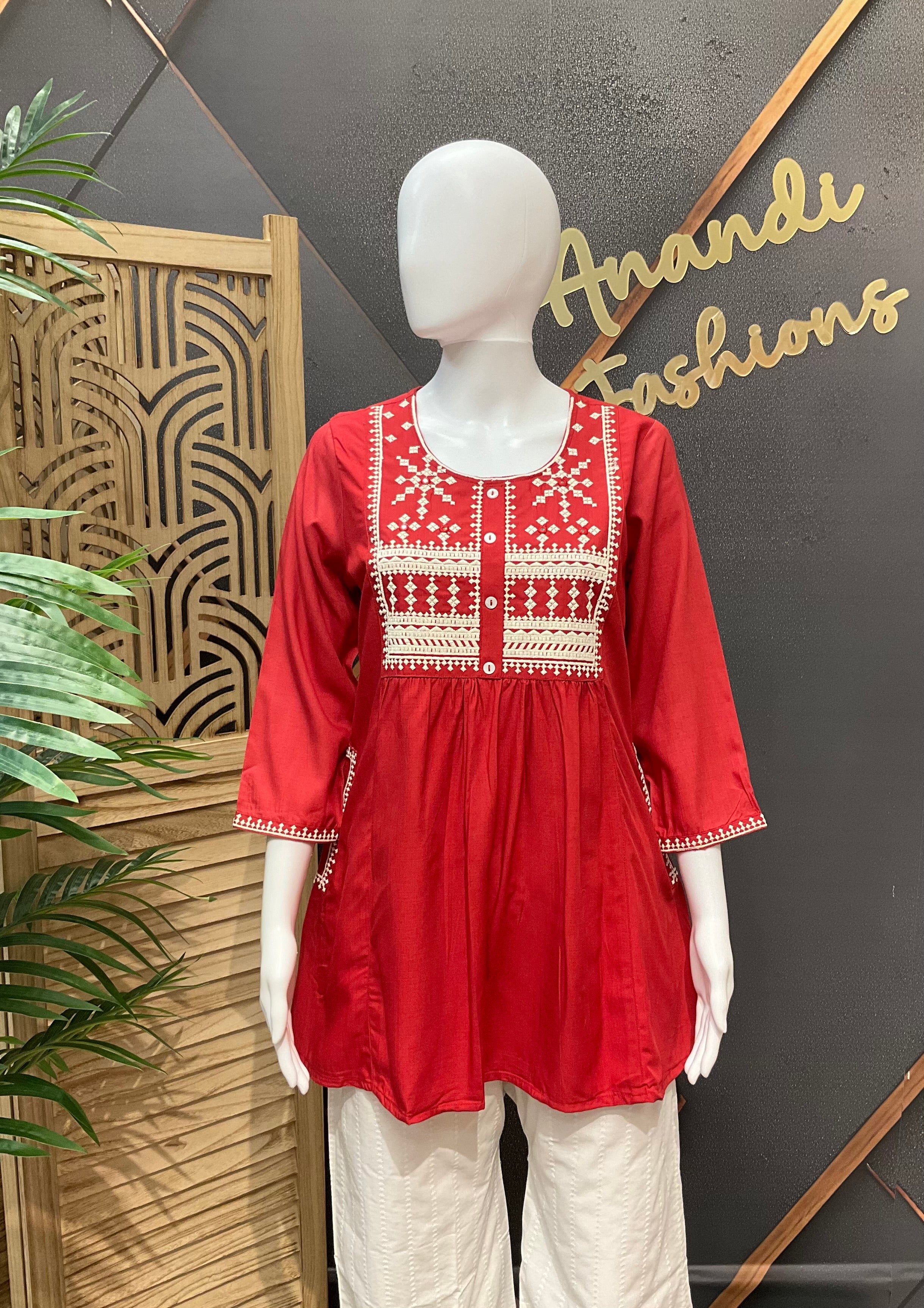 Brick Red - Rayon Short Kurti