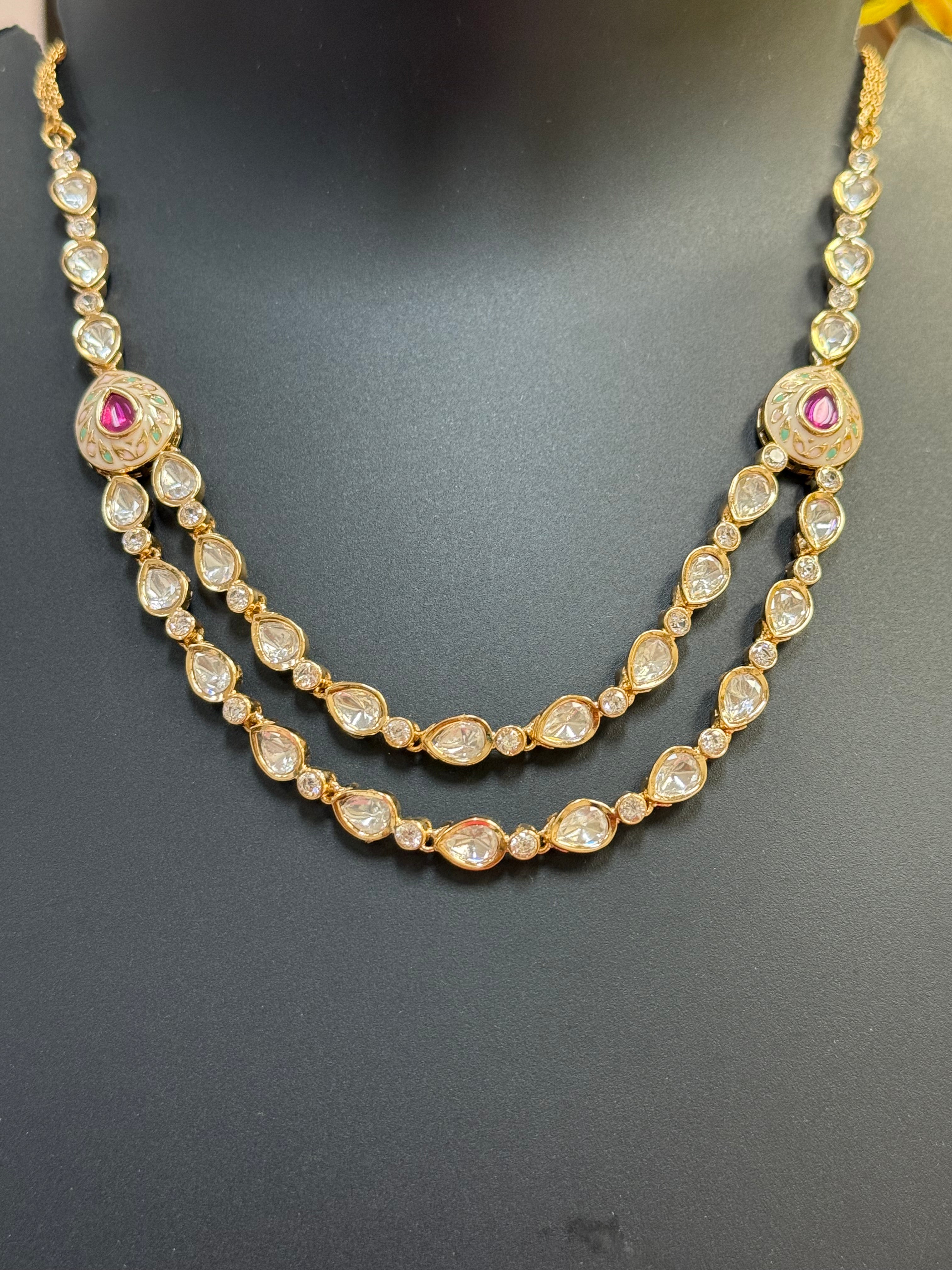 Two-Line Kundan Necklace Set