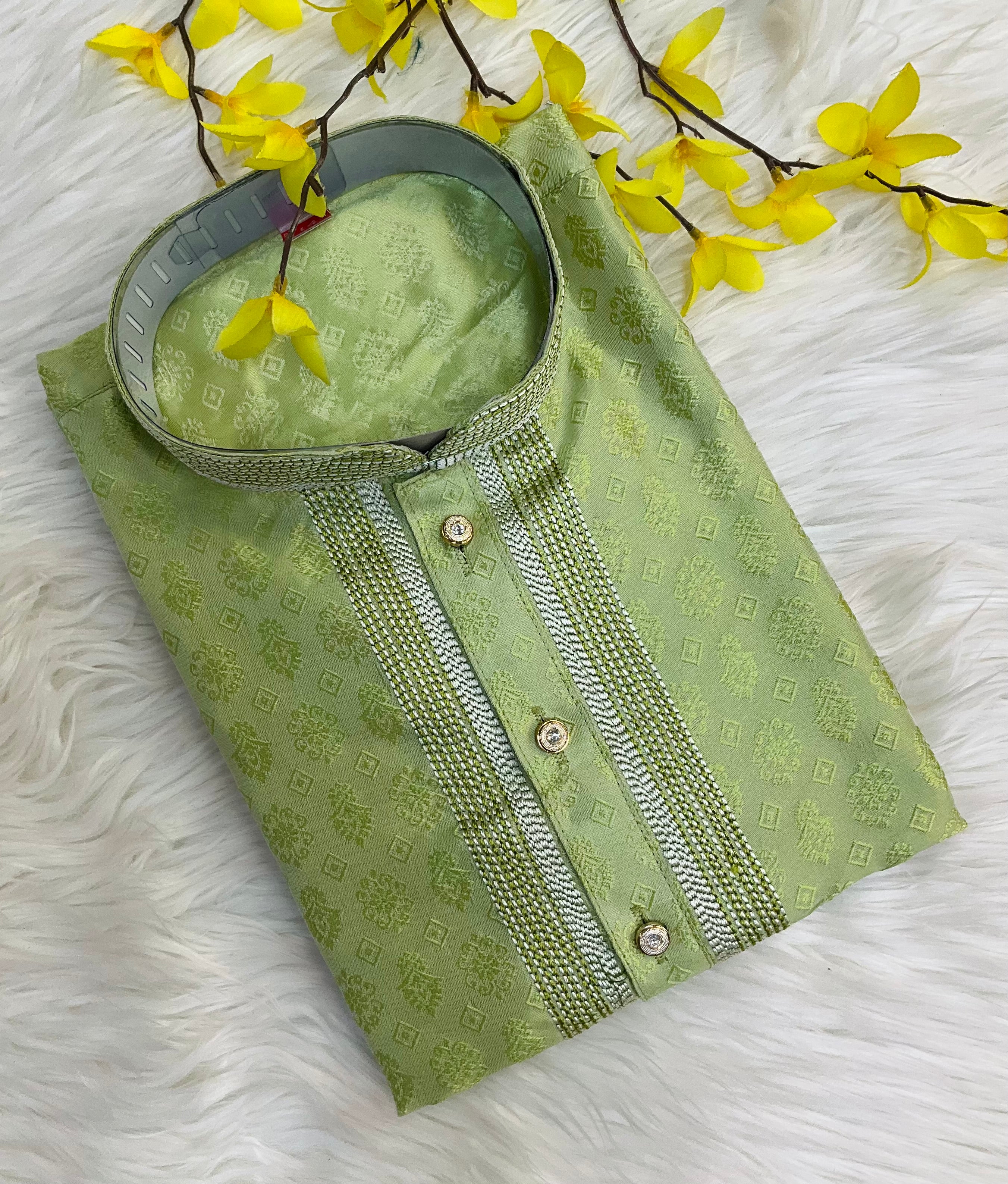 Pista Green Boys Kurta Set - Premium Indian Ethnic Wear