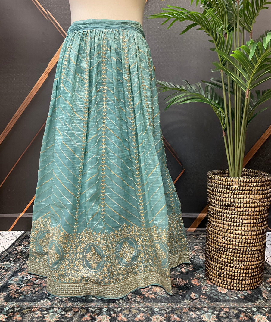 Organza Lehenga Skirt with Gold Zari - Party Wear