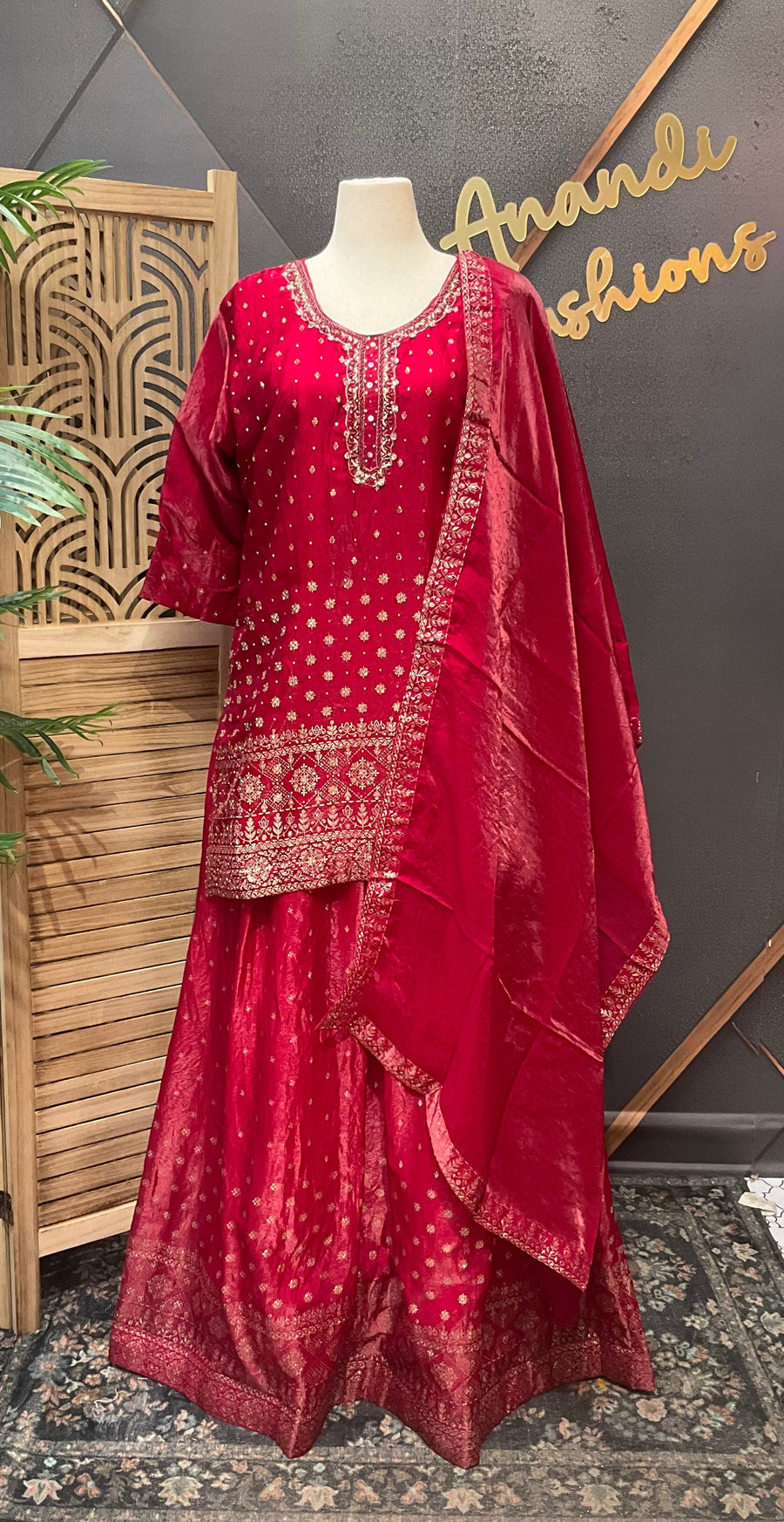Plus Size Pink Lehenga with Long Blouse
