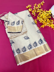 Krishna Print Kerala saree with Blouse