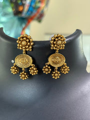 Antique Finish Necklace set- Full Gold