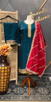 Women’s Teal Blue Kurti Set – Plus Size