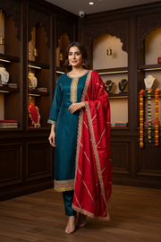 Women’s Teal Blue Kurti Set – Plus Size