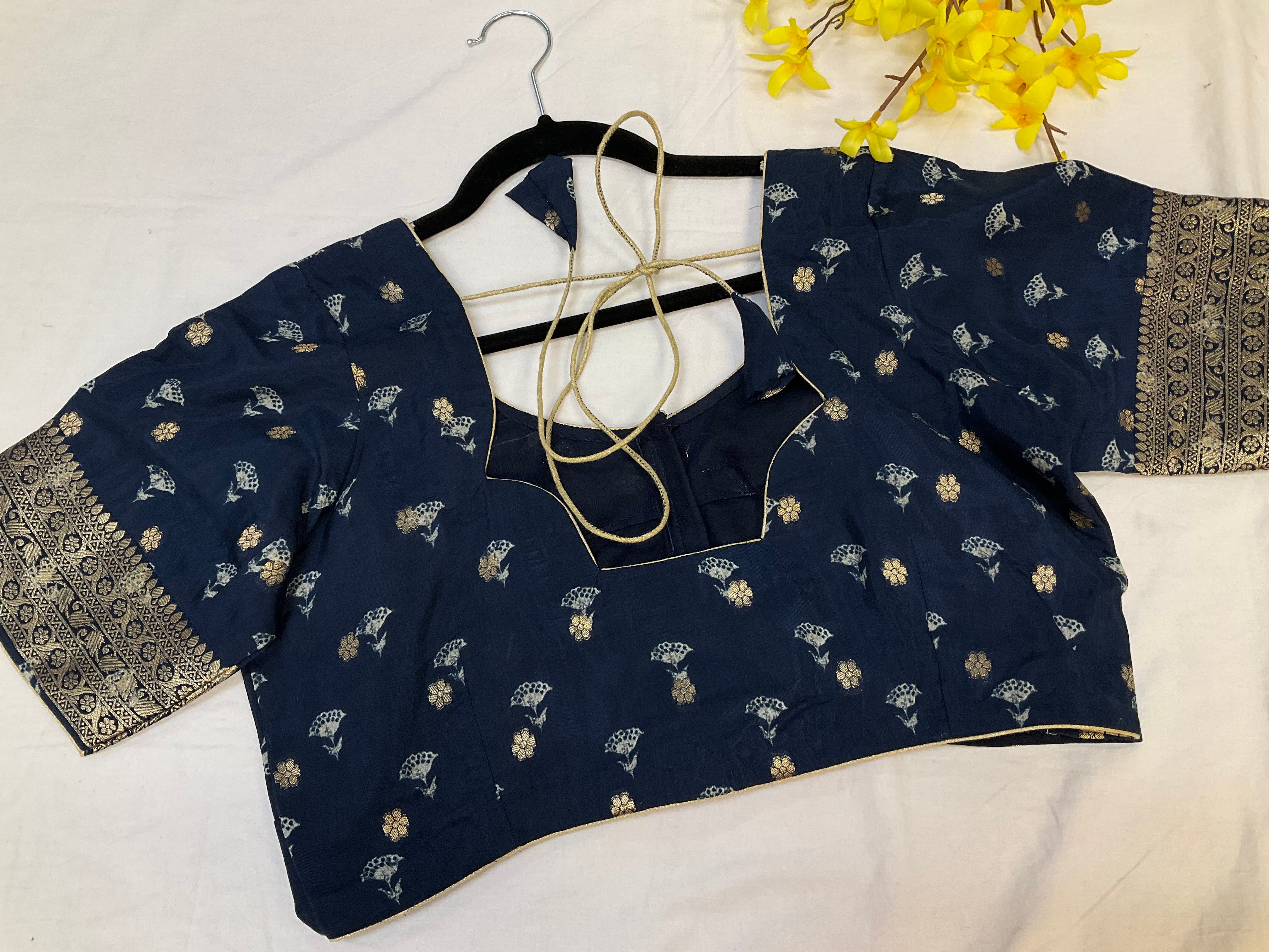 Unique Designer Russian Silk Saree with Stitched blouse - fall pico done