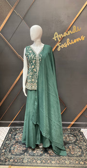 Green Party Wear Palazzo set