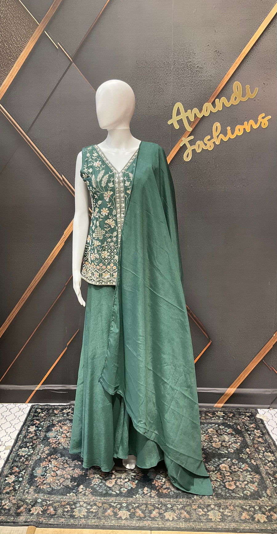 Green Party Wear Palazzo set
