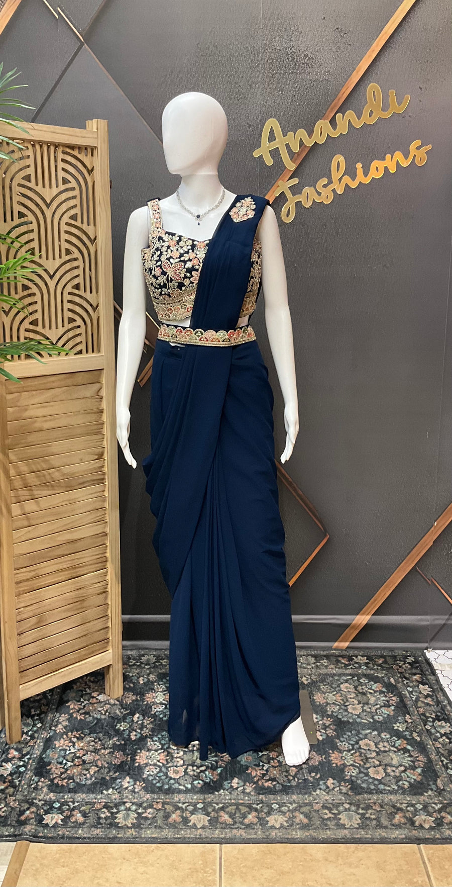 Blue Ready to wear saree