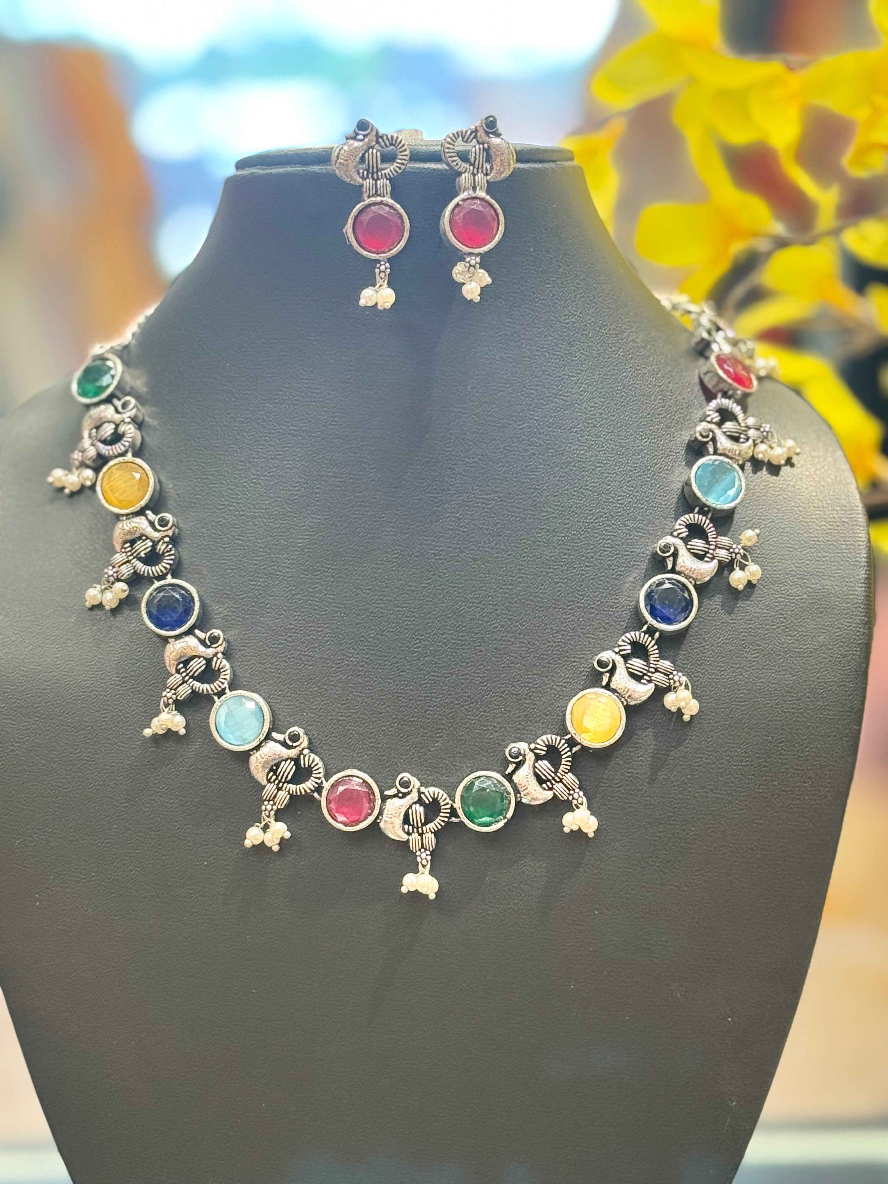 Peacock Design German Silver Necklace sets