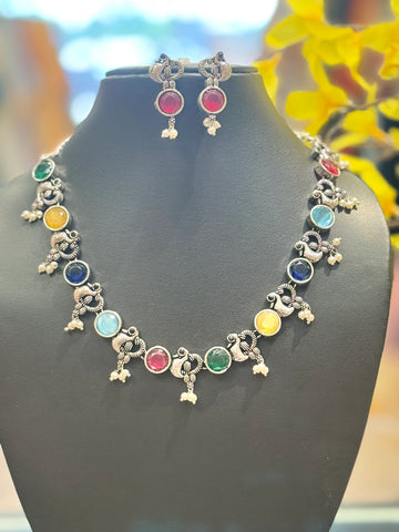 Peacock Design German Silver Necklace sets