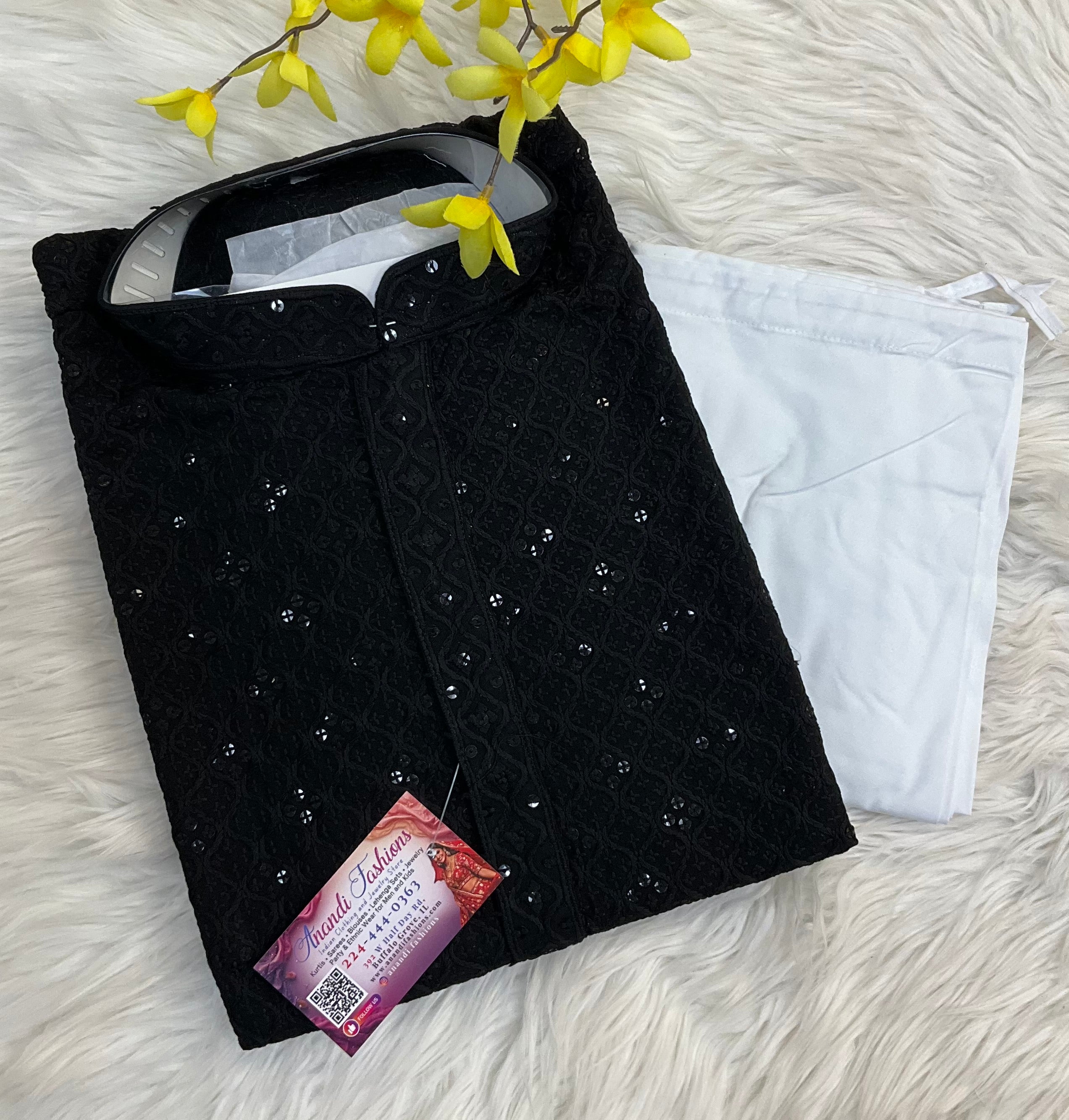 Black Sequence Mens Wear kurta set