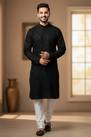 Men’s Black Sequin Kurta Set