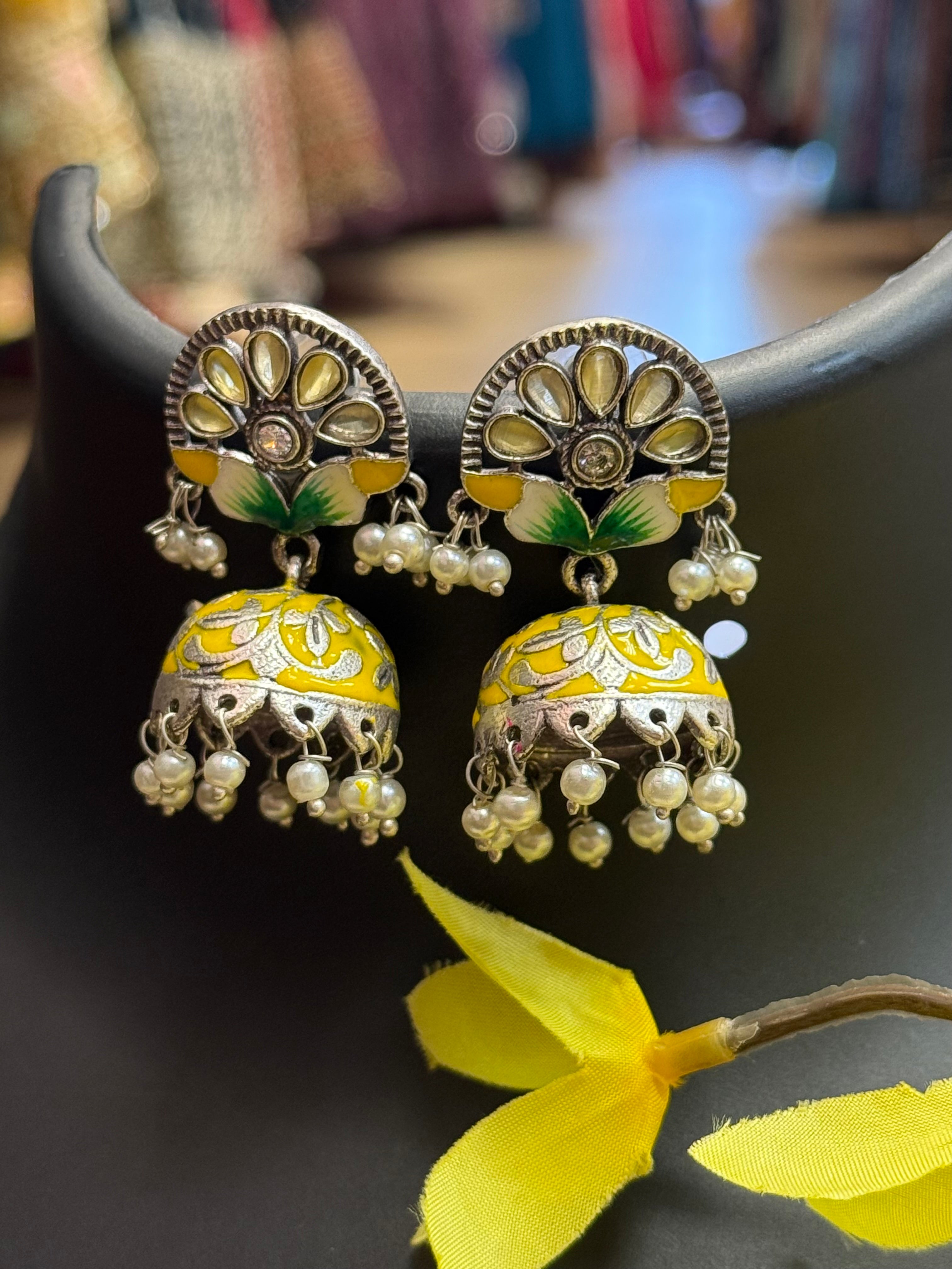 Meenakari Painting Hand Painting Jhumkas /Earrings