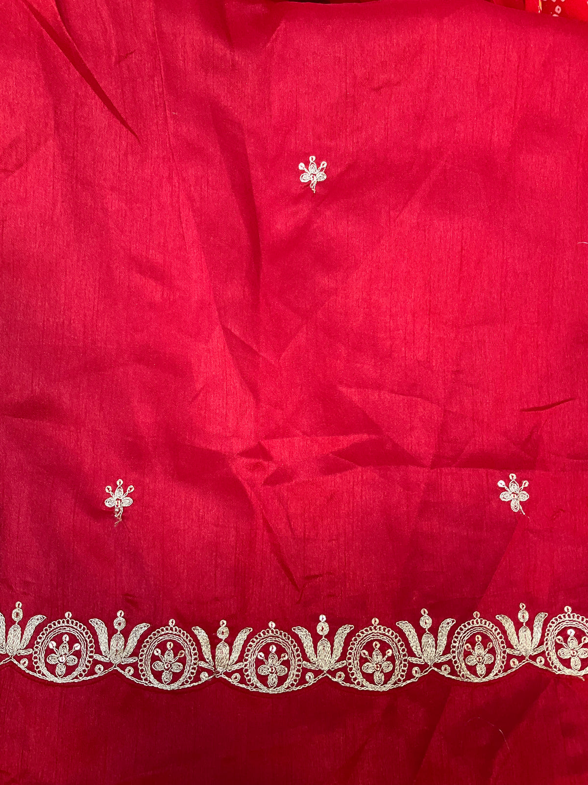 Red Georgette Bandhini saree