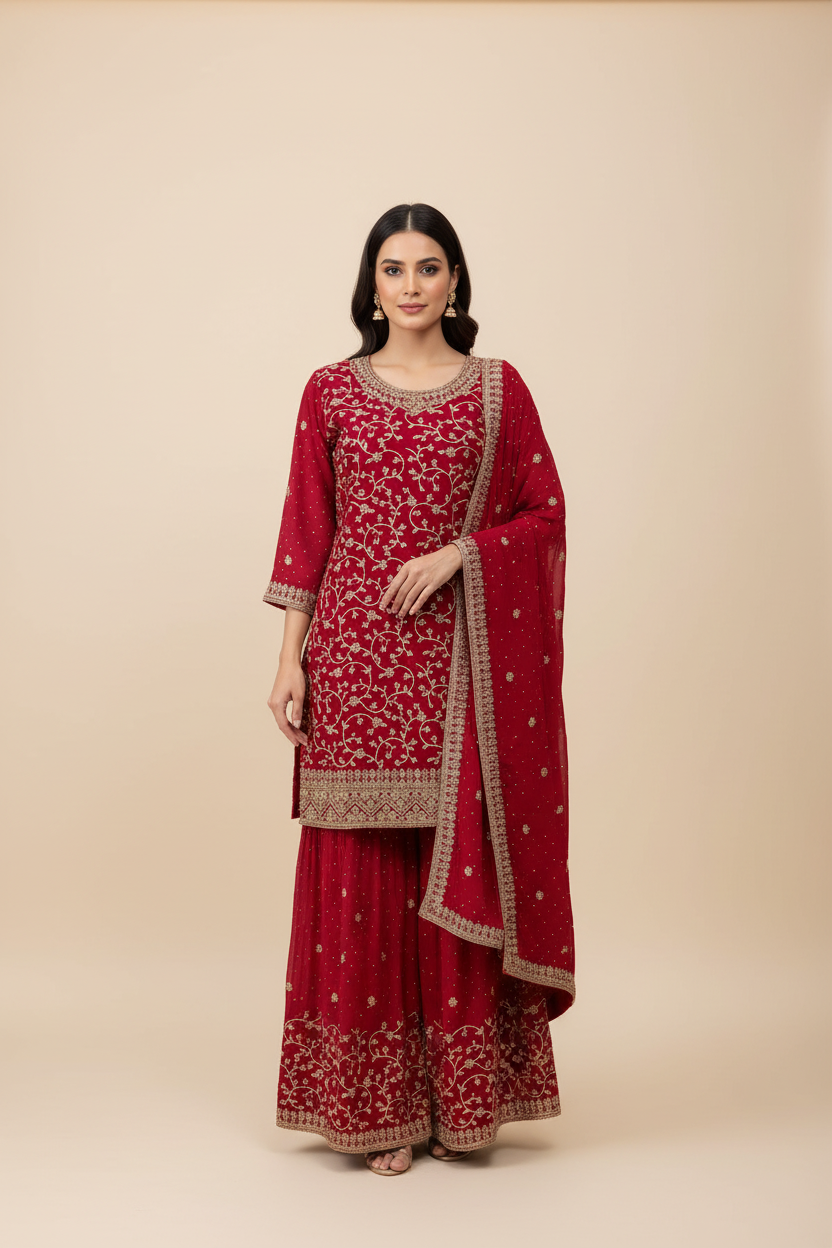 Party Wear Pink Sharara set
