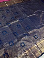 Navy Blue  Color Semi silk Kanjeevaram Saree
