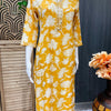 Yellow Floral Print Rayon Kurti | Comfortable Women's Casual Ethnic Wear