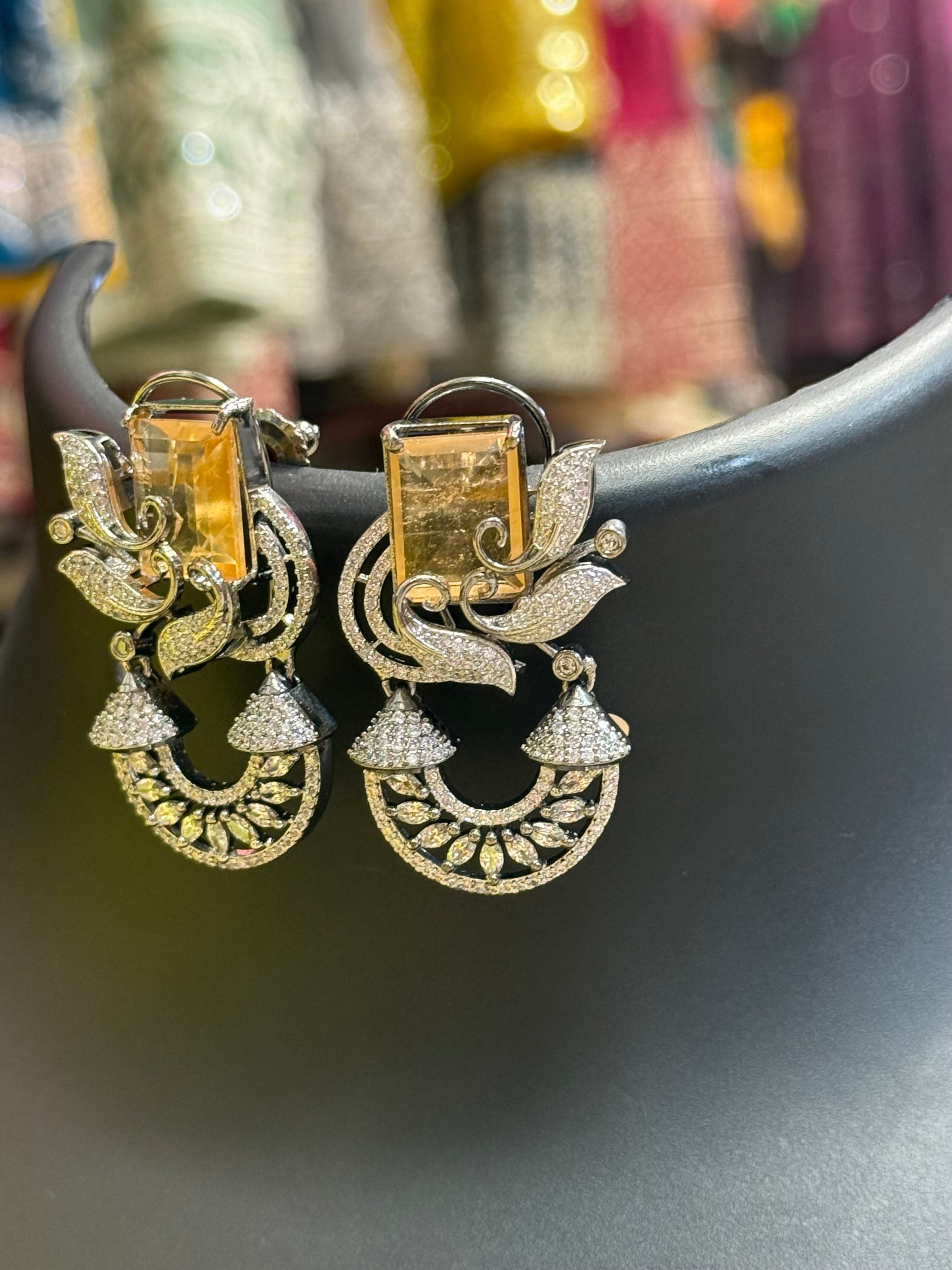 Black Metal Party Wear- Earrings