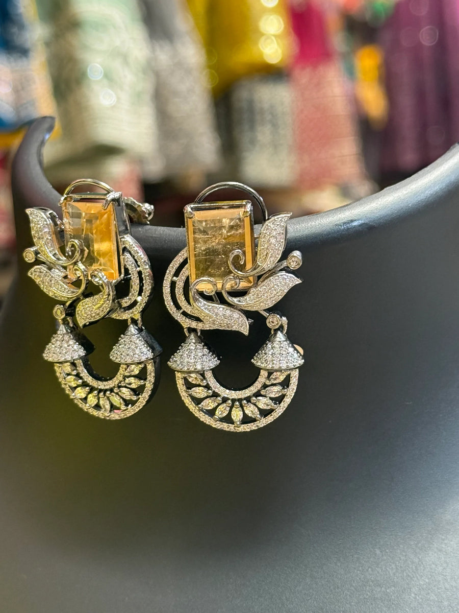 Black Metal Party Wear- Earrings