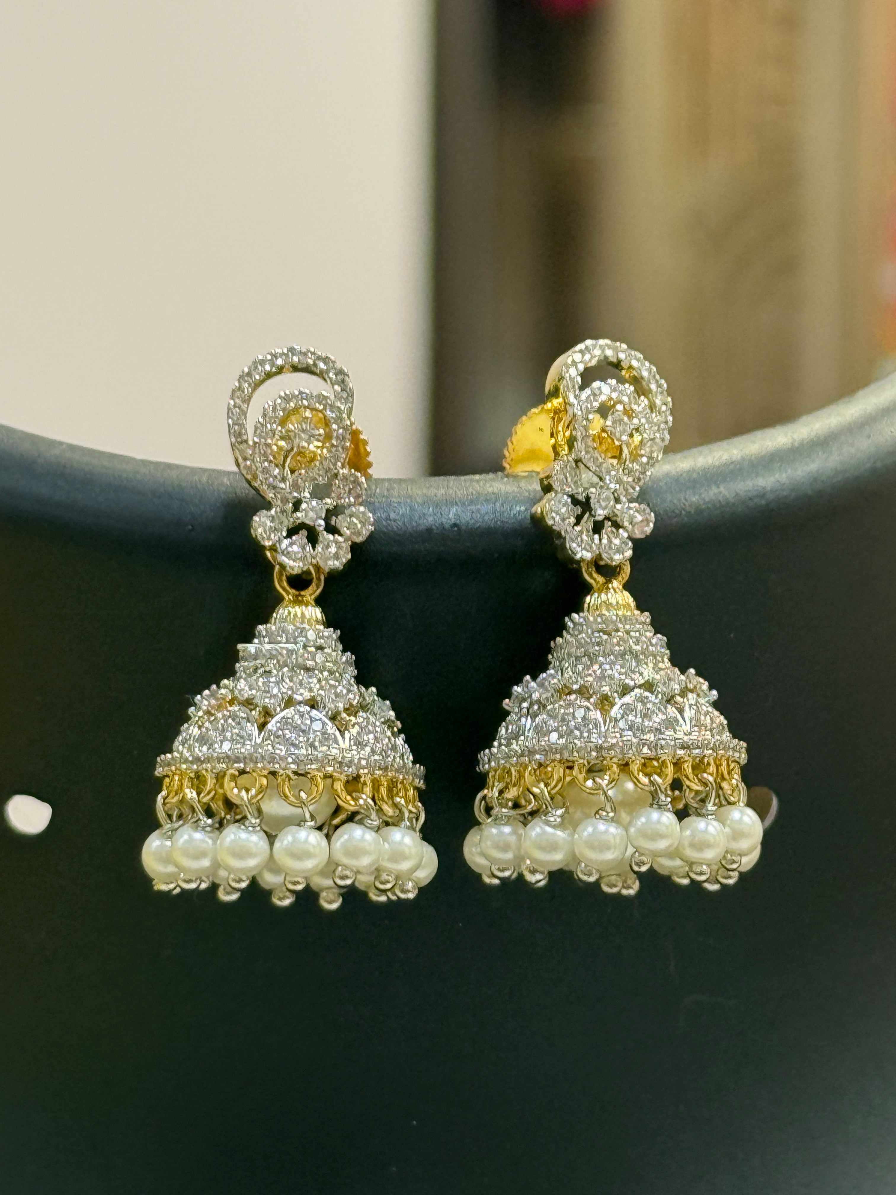 CZ Small Jhumkas - Anandi Fashions
