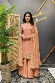 with Gold Zari Embroidered Sharara Set