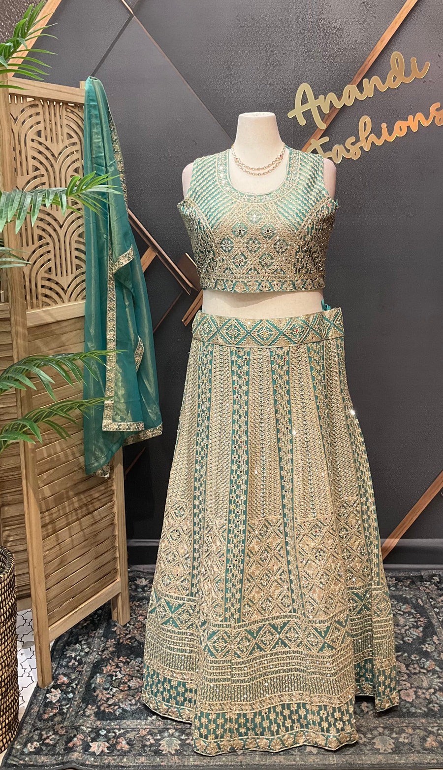 Plus size pastel Green lehanga set