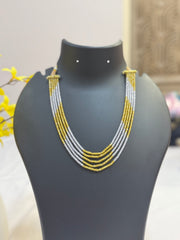 CZ Beads Yellow & White 5-Line Necklace Set
