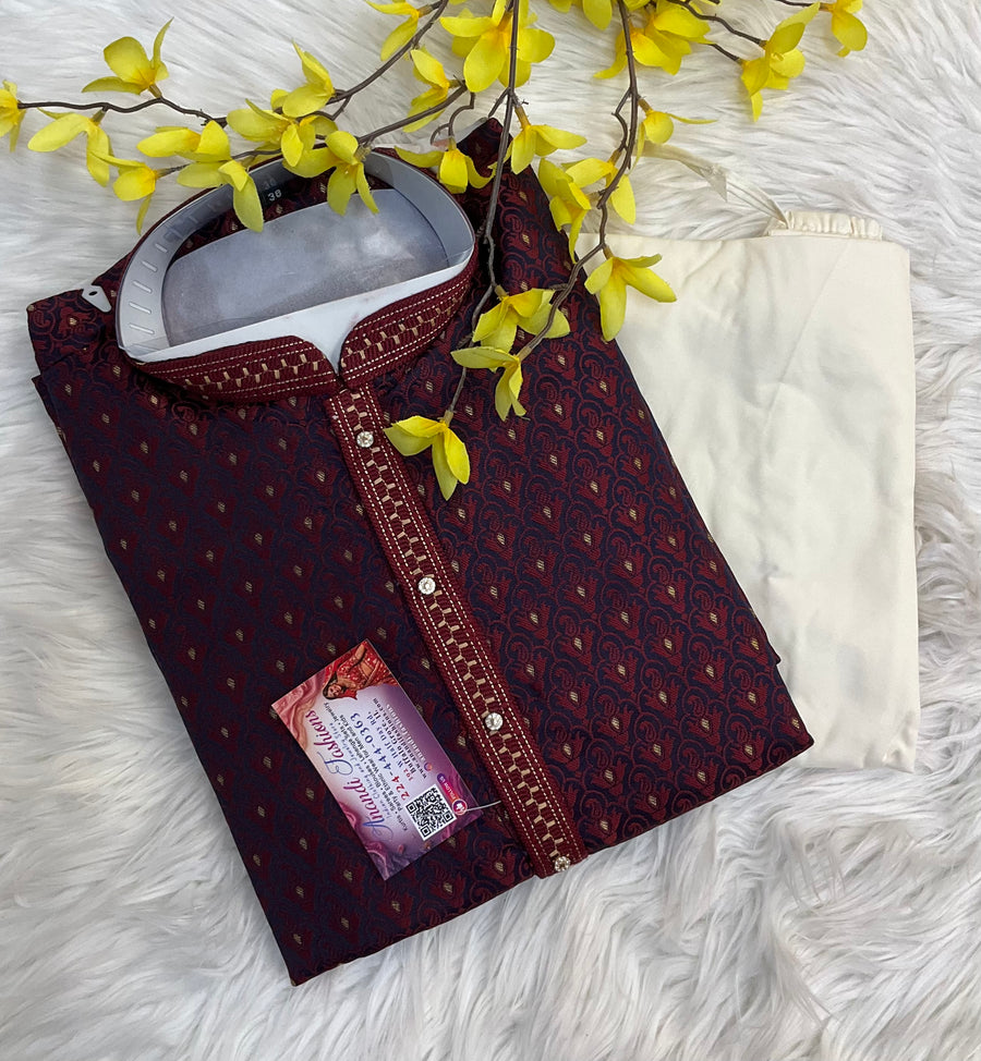 Men’s Maroon Kurta Set