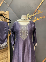 Plus size Purple Party Wear Anarkali kurti set