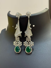 Designer Silver Earrings with Emerald